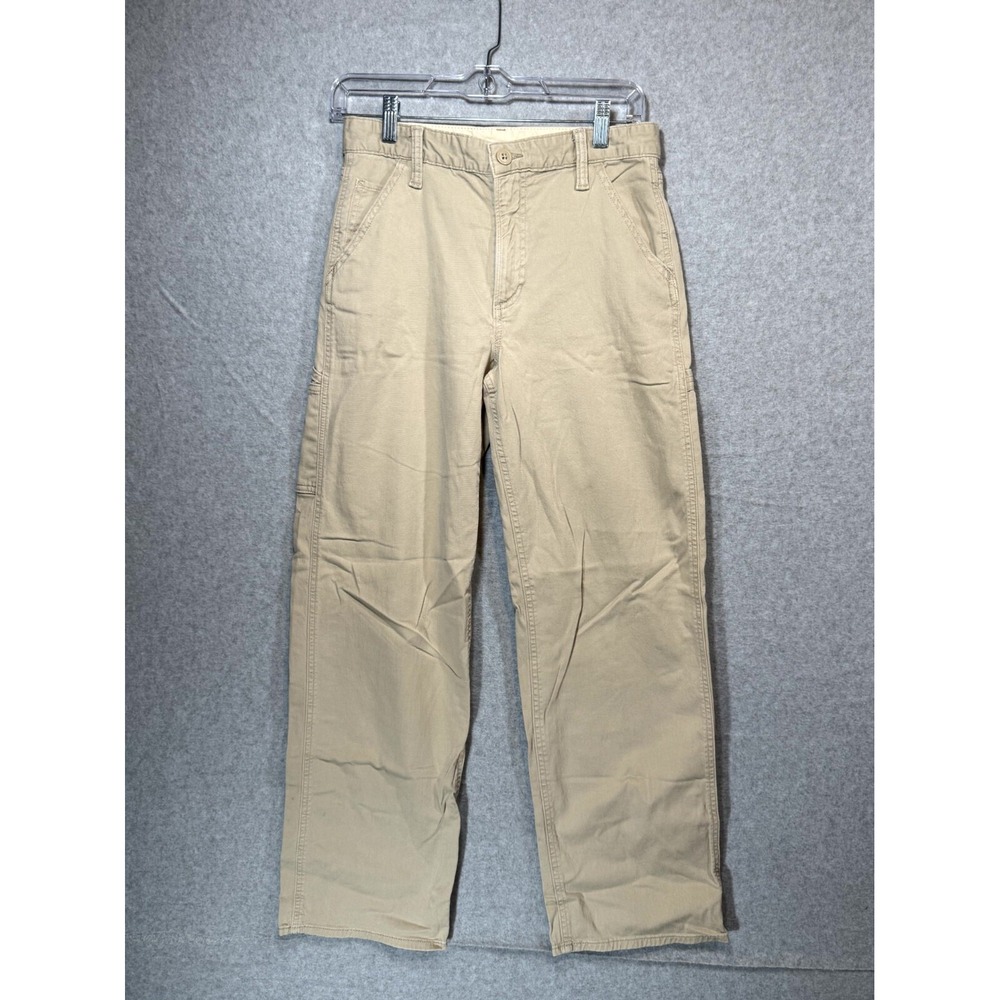 Gap Teen Pants Women's 16 Beige Cotton Stretch Slash Pocket Straight Leg Zip Fly